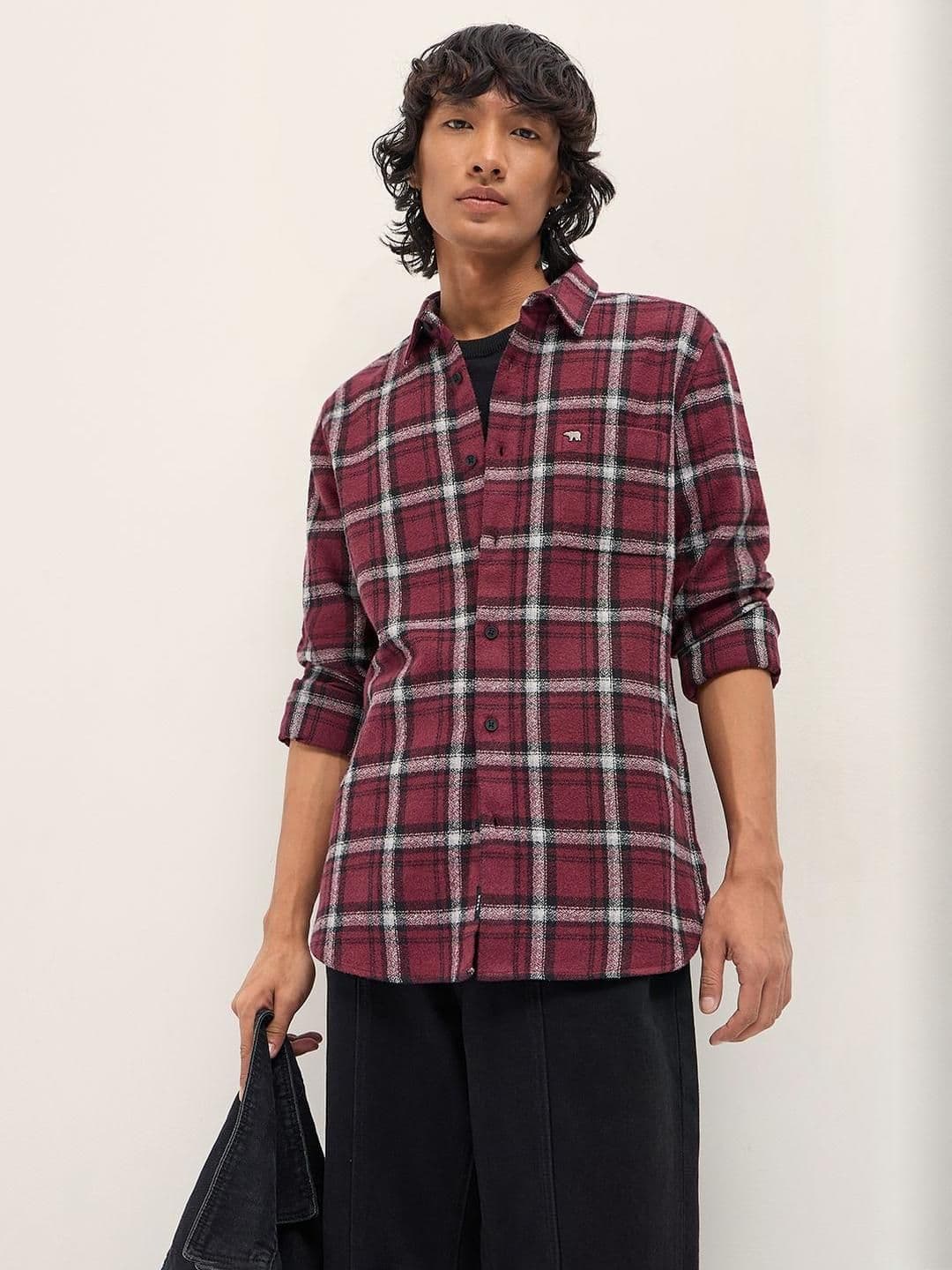 THE BEAR HOUSE Men Slim Fit Checked Long Sleeves Flannel Shirt - view 1