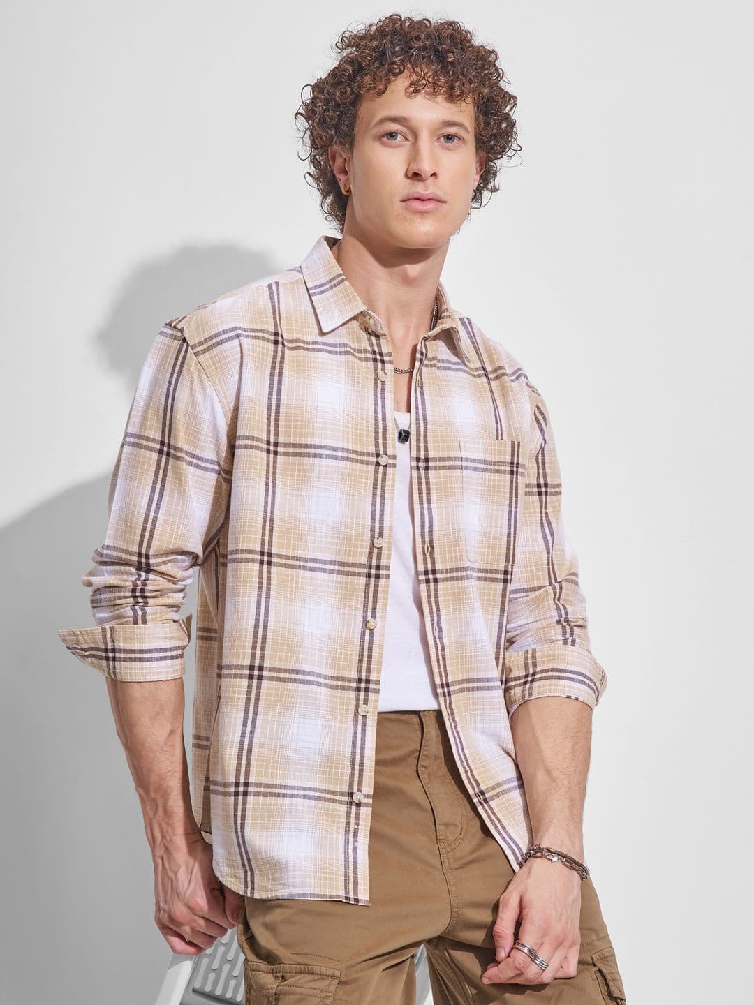 HIGHLANDER Relaxed Fit Checked Long Sleeves Cotton Casual Shirt - view 1