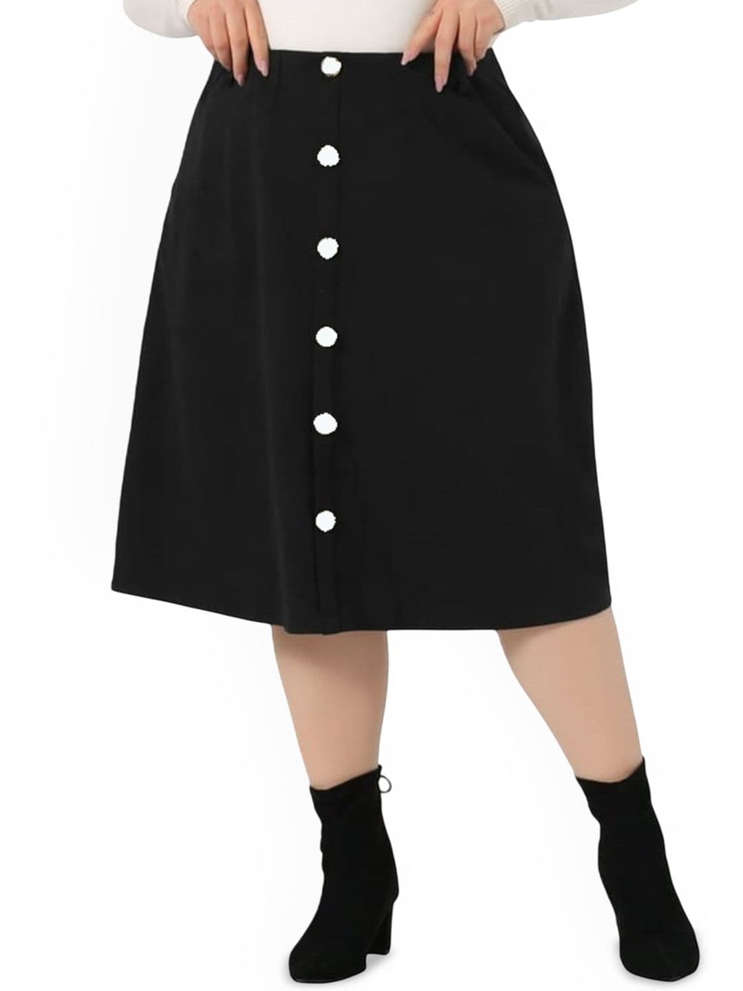 Tripursundari Fashion Plus Size Denim A-Line Midi Skirt - view 1