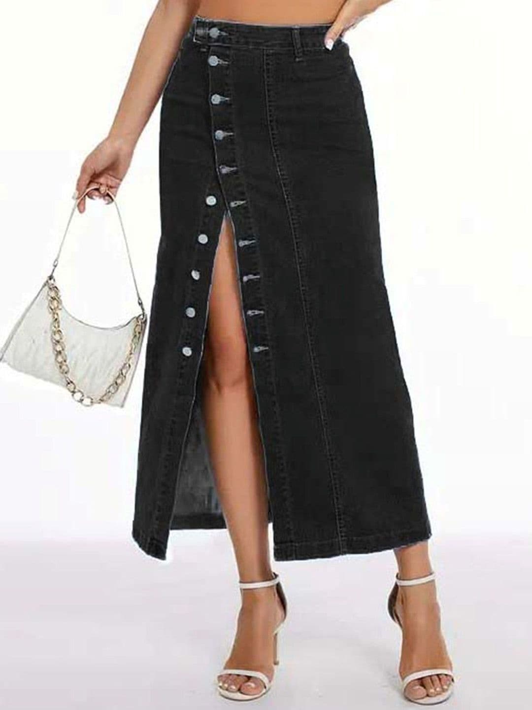 Tripursundari Fashion Denim Straight Maxi Skirt - view 1