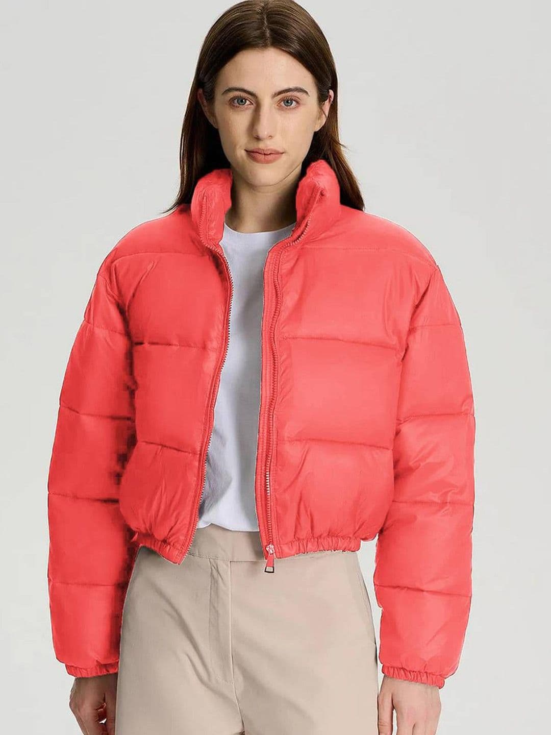 Stylecast X Kotty Women Mock Collar Solid Lightweight Puffer Jacket - view 1