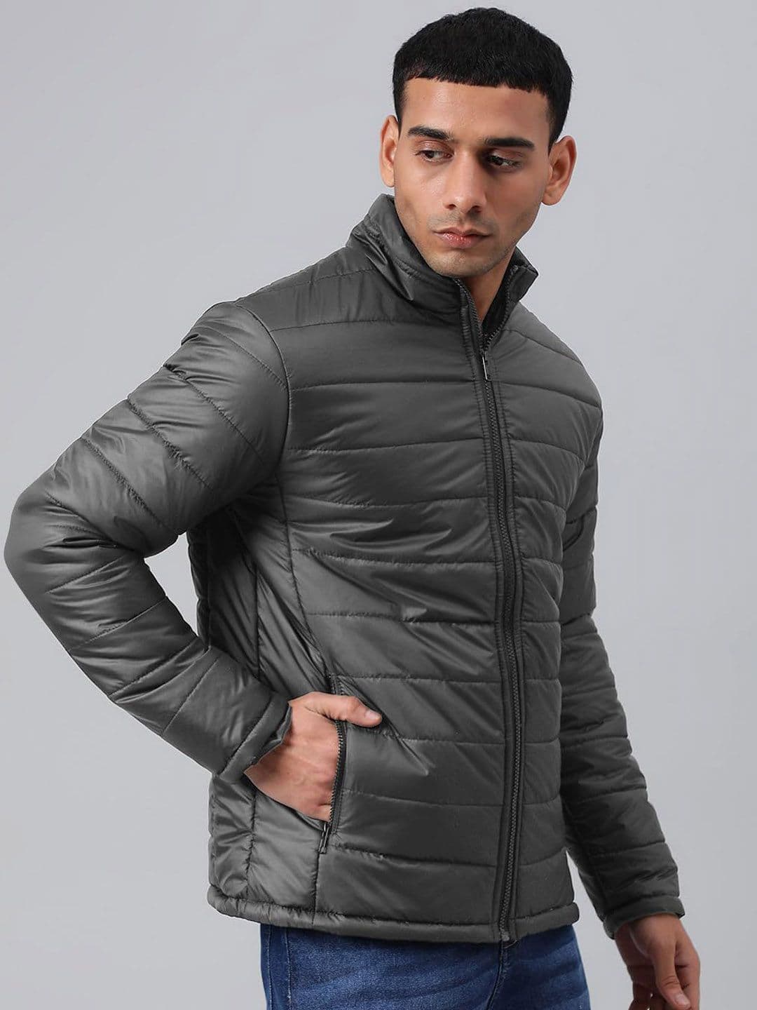Stylecast X Kotty Men Mock Collar Solid Lightweight Puffer Jacket - view 1