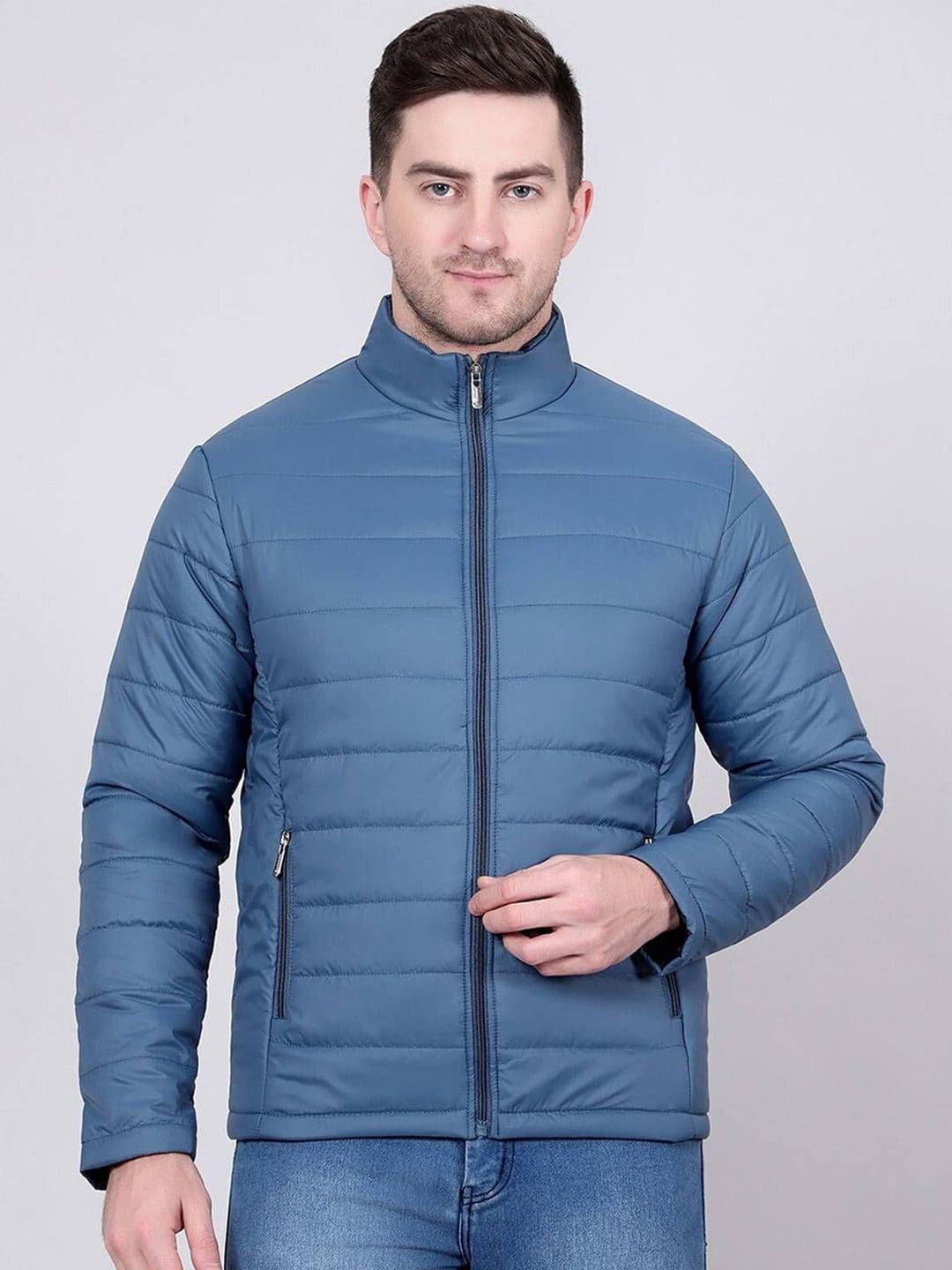 Stylecast X Kotty Men Mock Collar Solid Lightweight Puffer Jacket - view 1