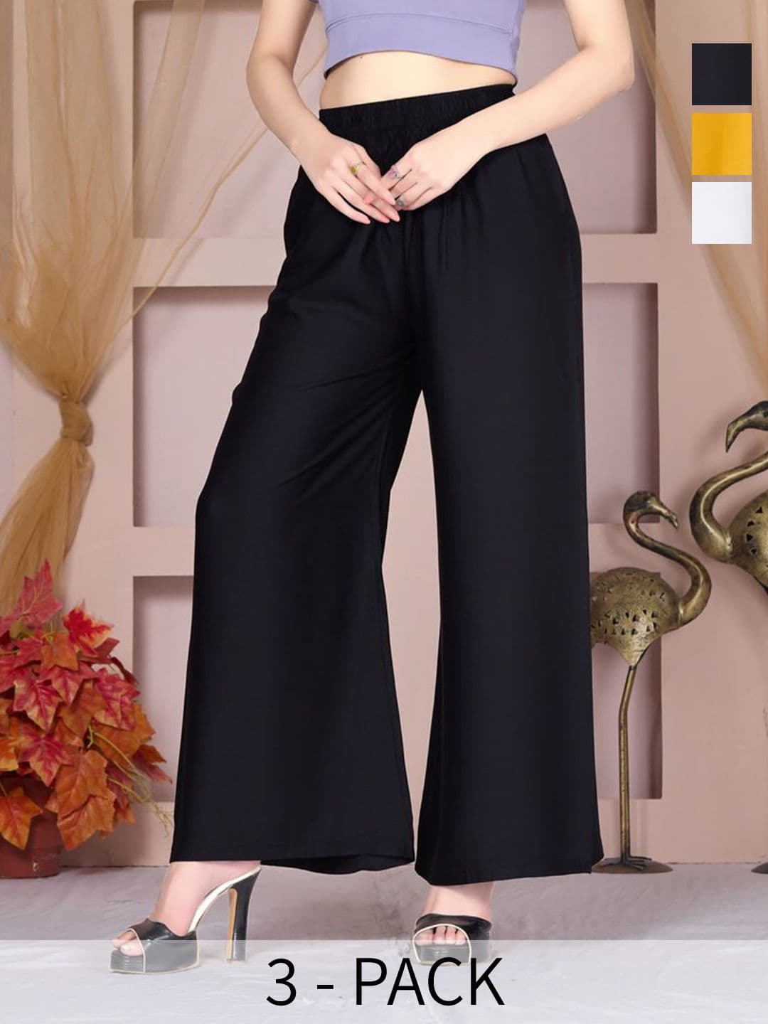 Vivika Women Pack of 3 Flared Palazzos - view 1