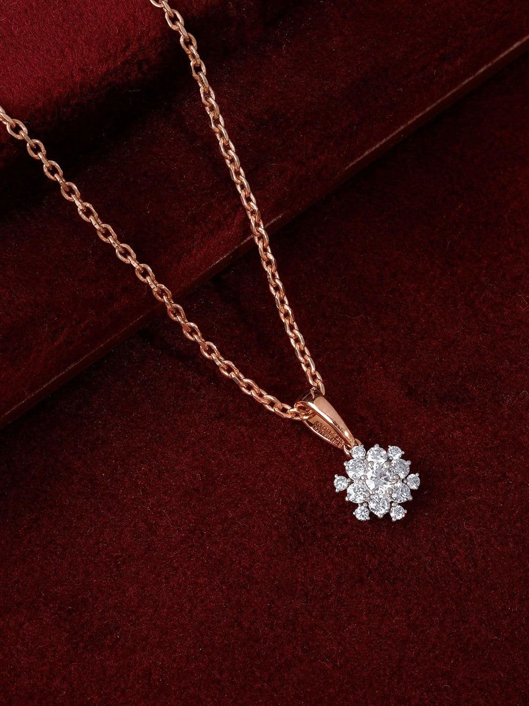 GIVA 14KT Gold Classy Floral Lab Grown Diamond Pendant - view 1