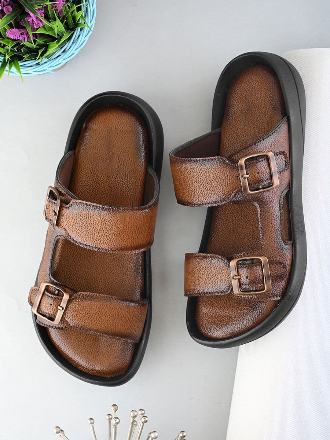 HERE&NOW Men Double Buckle Comfort Sandals - view 1