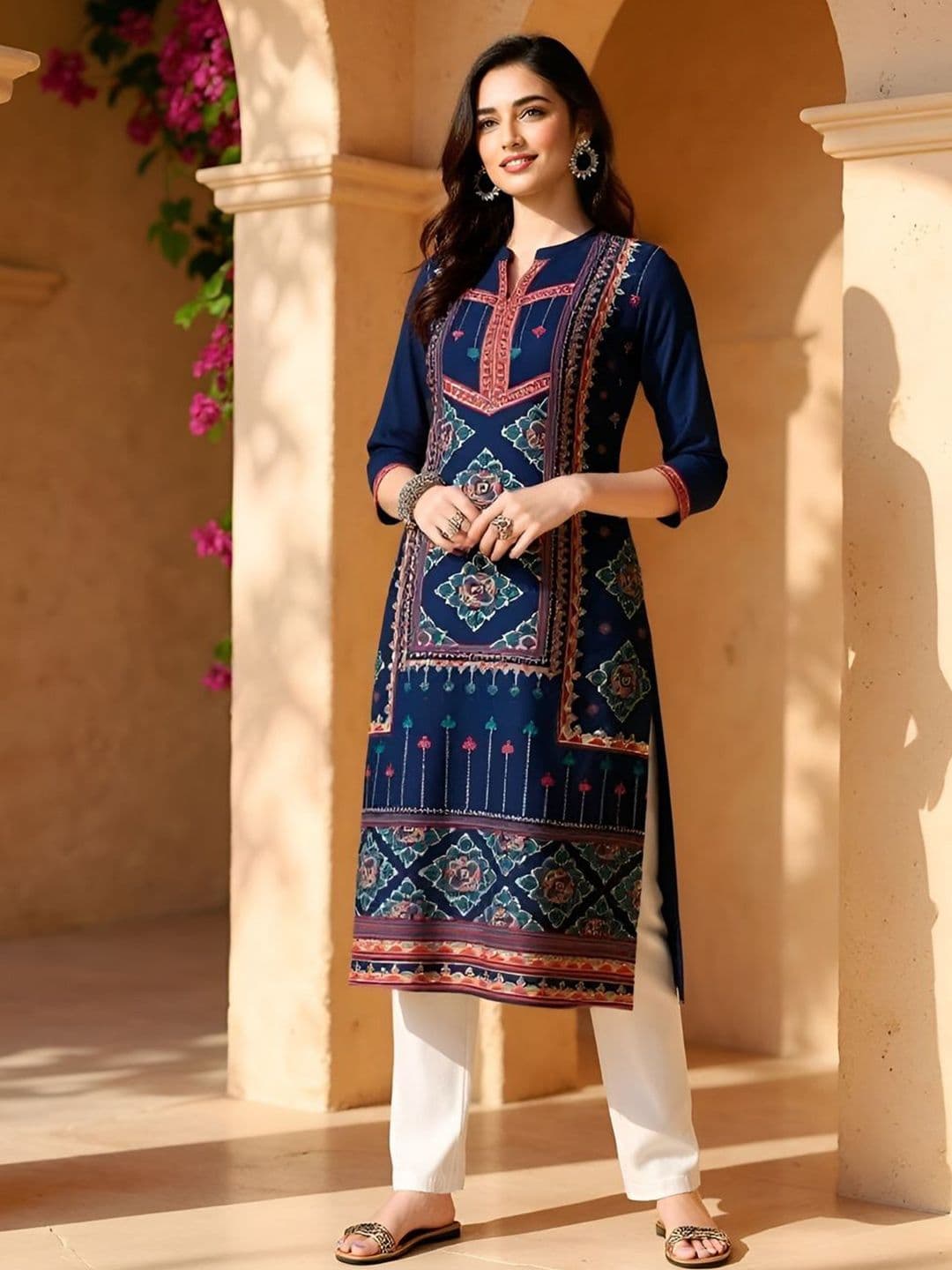 SZN Women Ethnic Motifs Printed Daily Straight Kurta - view 1