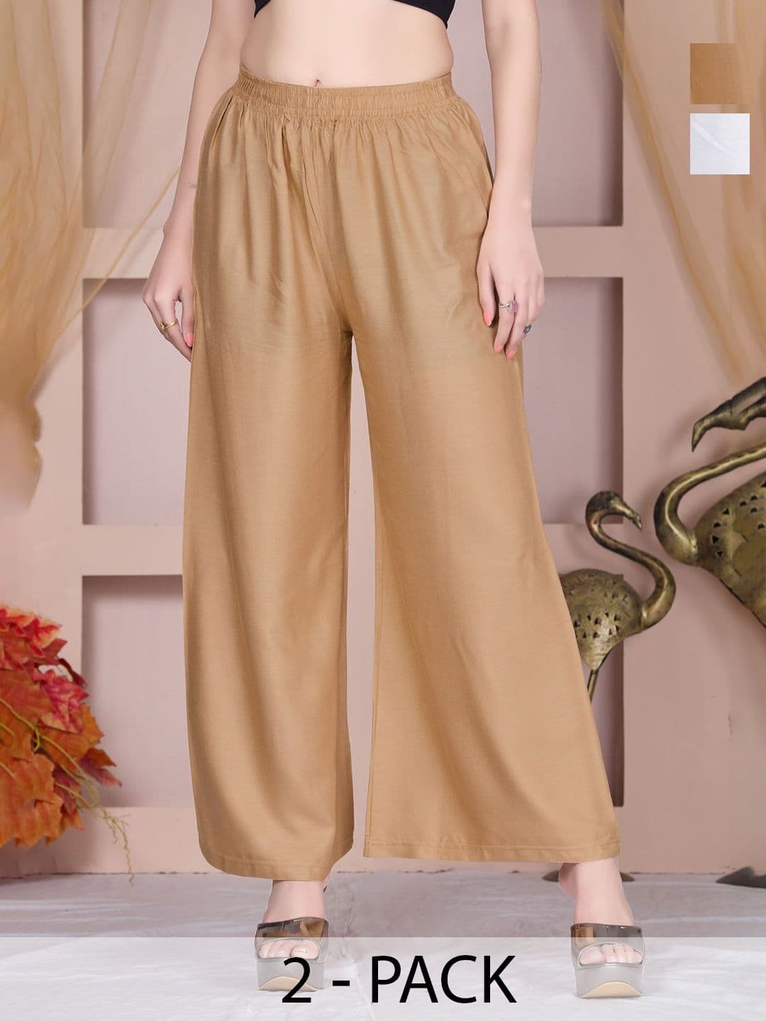 Vivika Women Pack Of 2 Flared Palazzos - view 1