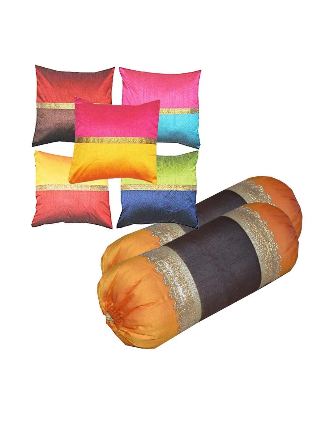 Pink Parrot Pinkparot Artsilk 12x12 inch cushion cover set of 5 pcs - view 1