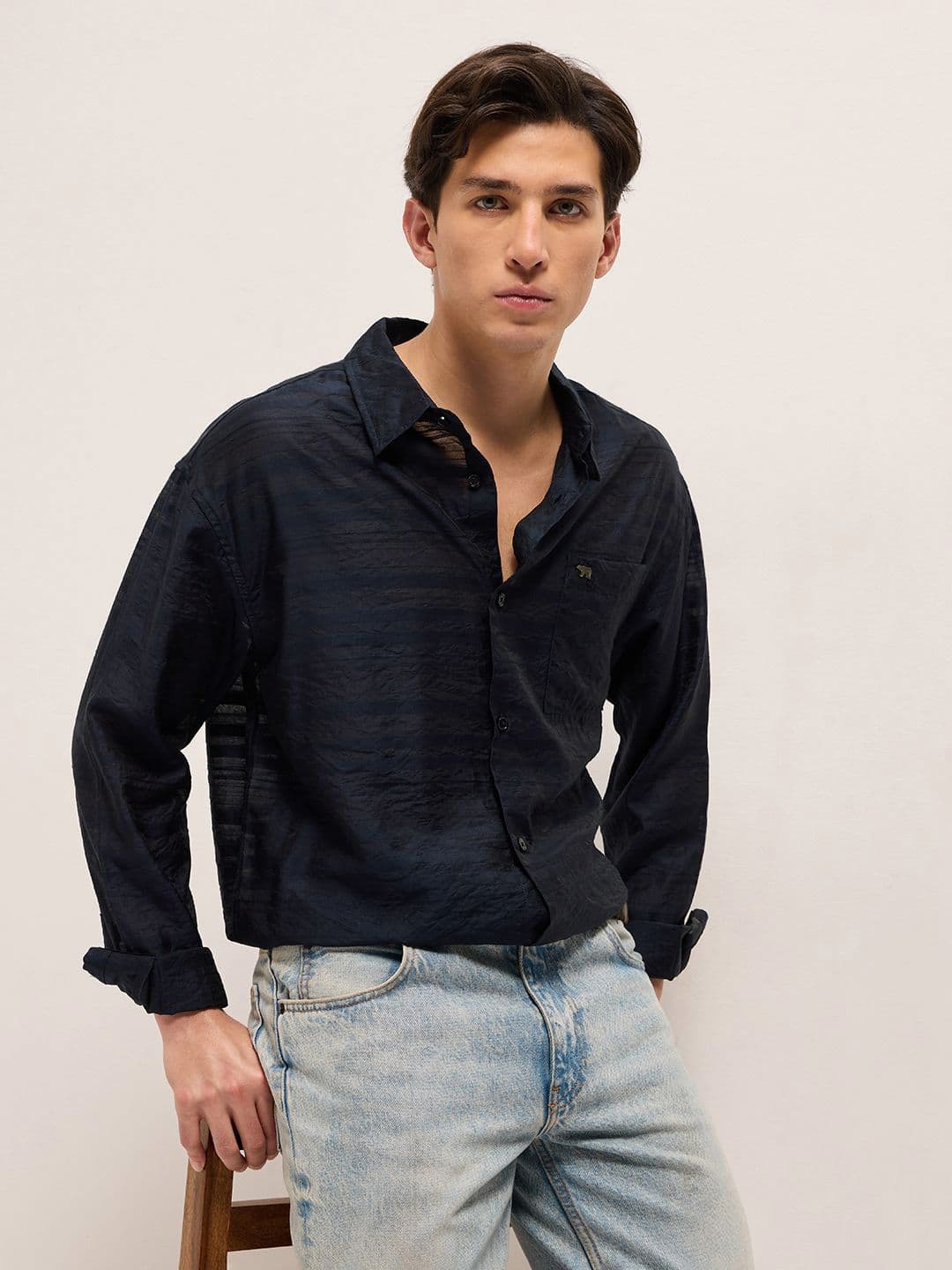 THE BEAR HOUSE Men Relaxed Fit Horizontal Striped Spread Collar Casual Shirt - view 1