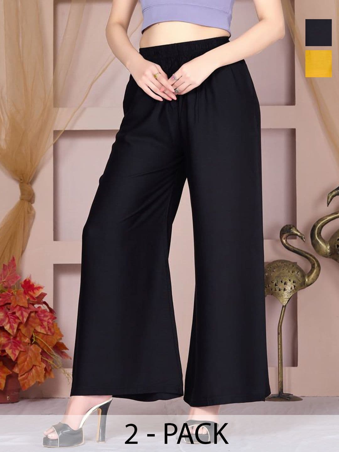 Vivika Women Pack of 2 Flared Palazzos - view 1