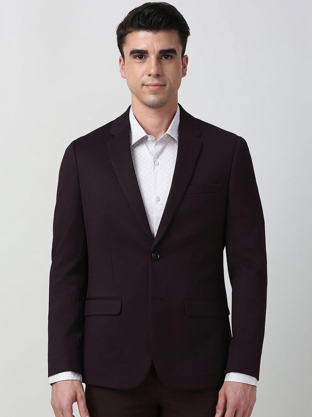 Peter England Elite Textured Slim-Fit Single Breasted Formal Blazer - view 1