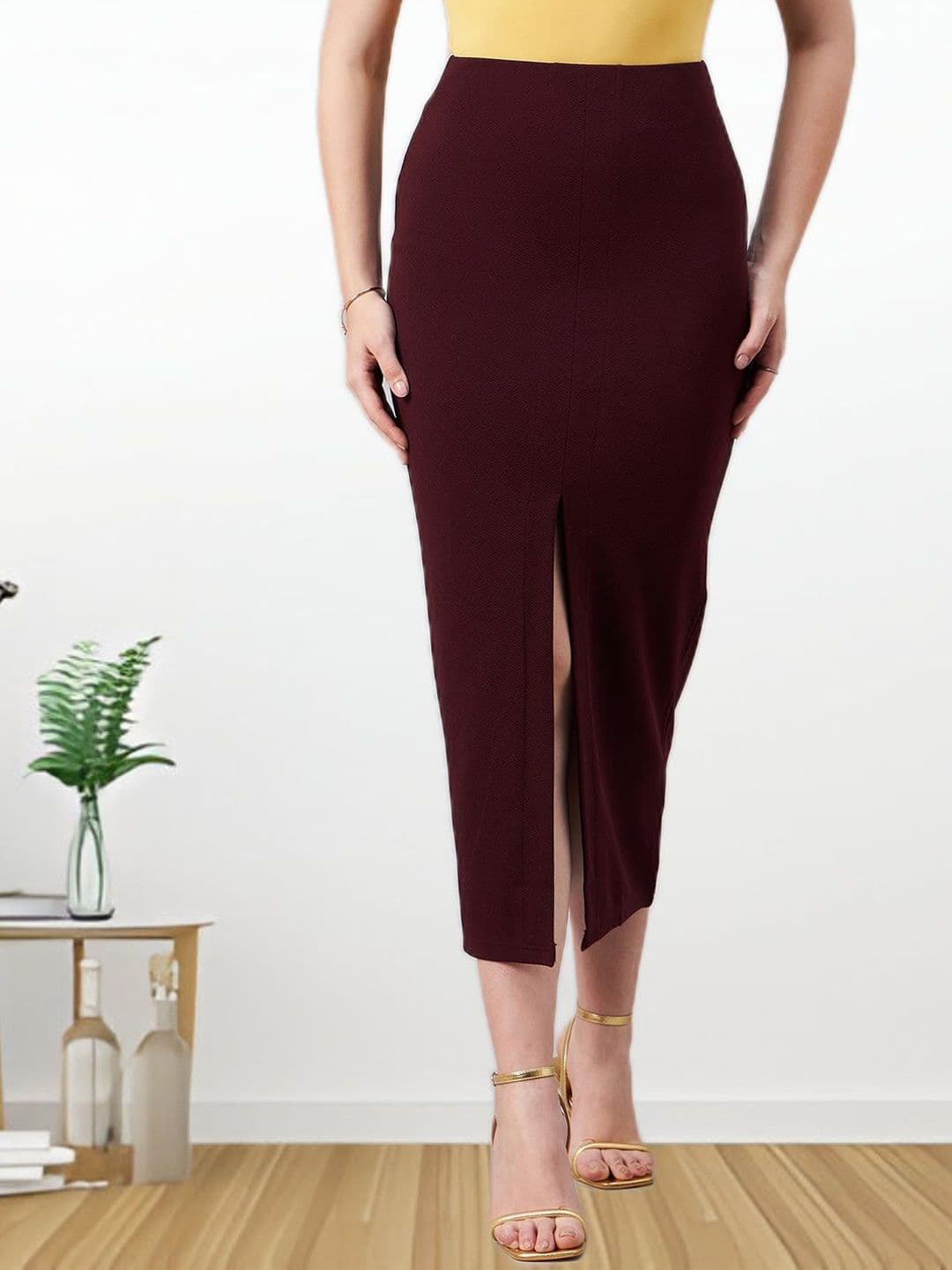 all about you Straight Front Slit Midi Skirt - view 1