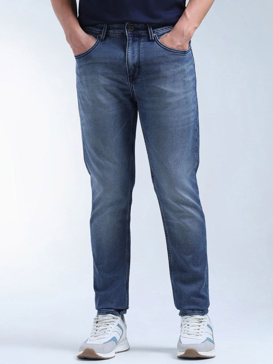 Flying Machine Men Tapered Fit Mid-Rise Light Fade Whiskered Jeans - view 1