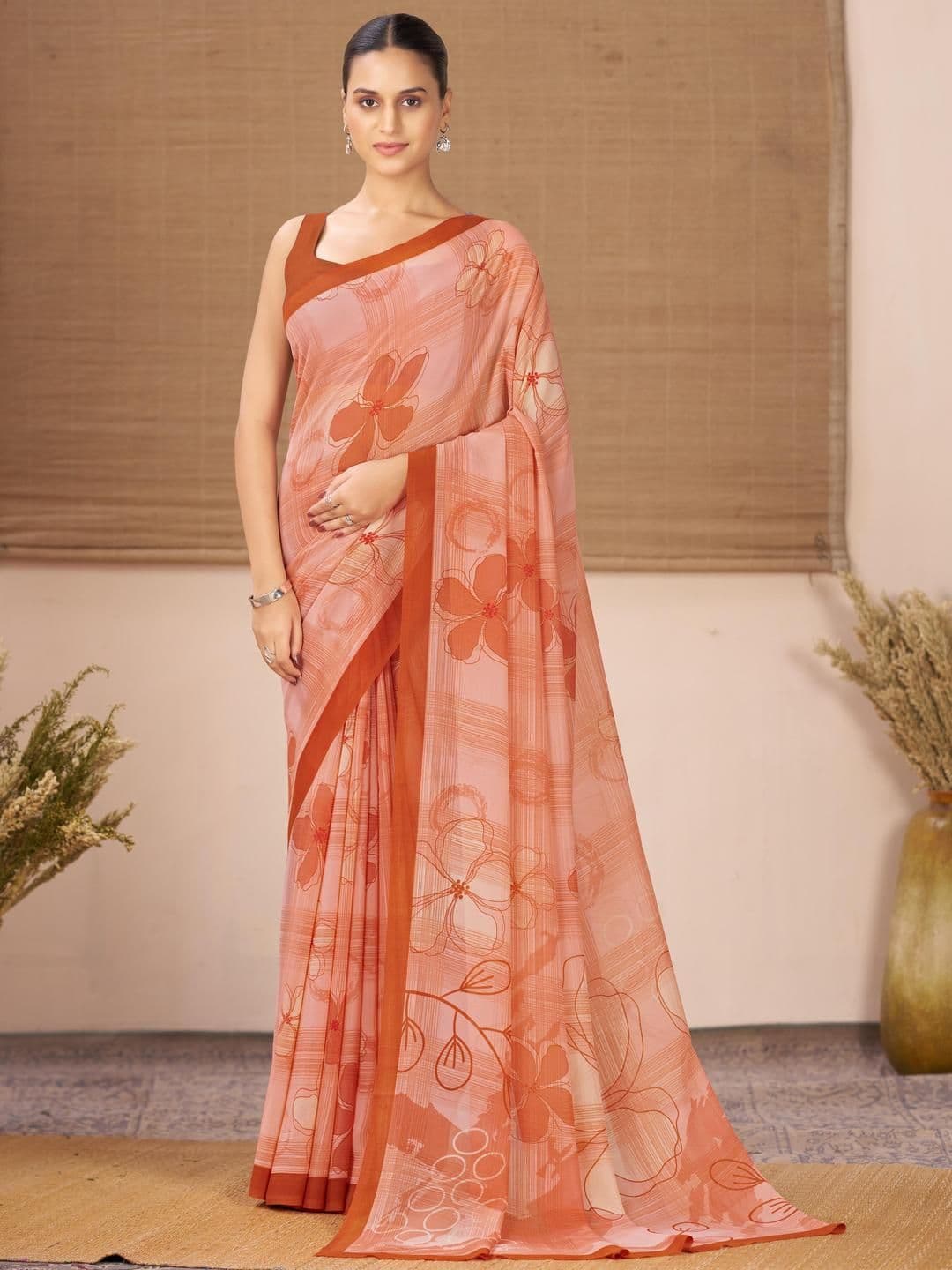 Garden Vareli Floral Pure Georgette Saree - view 1