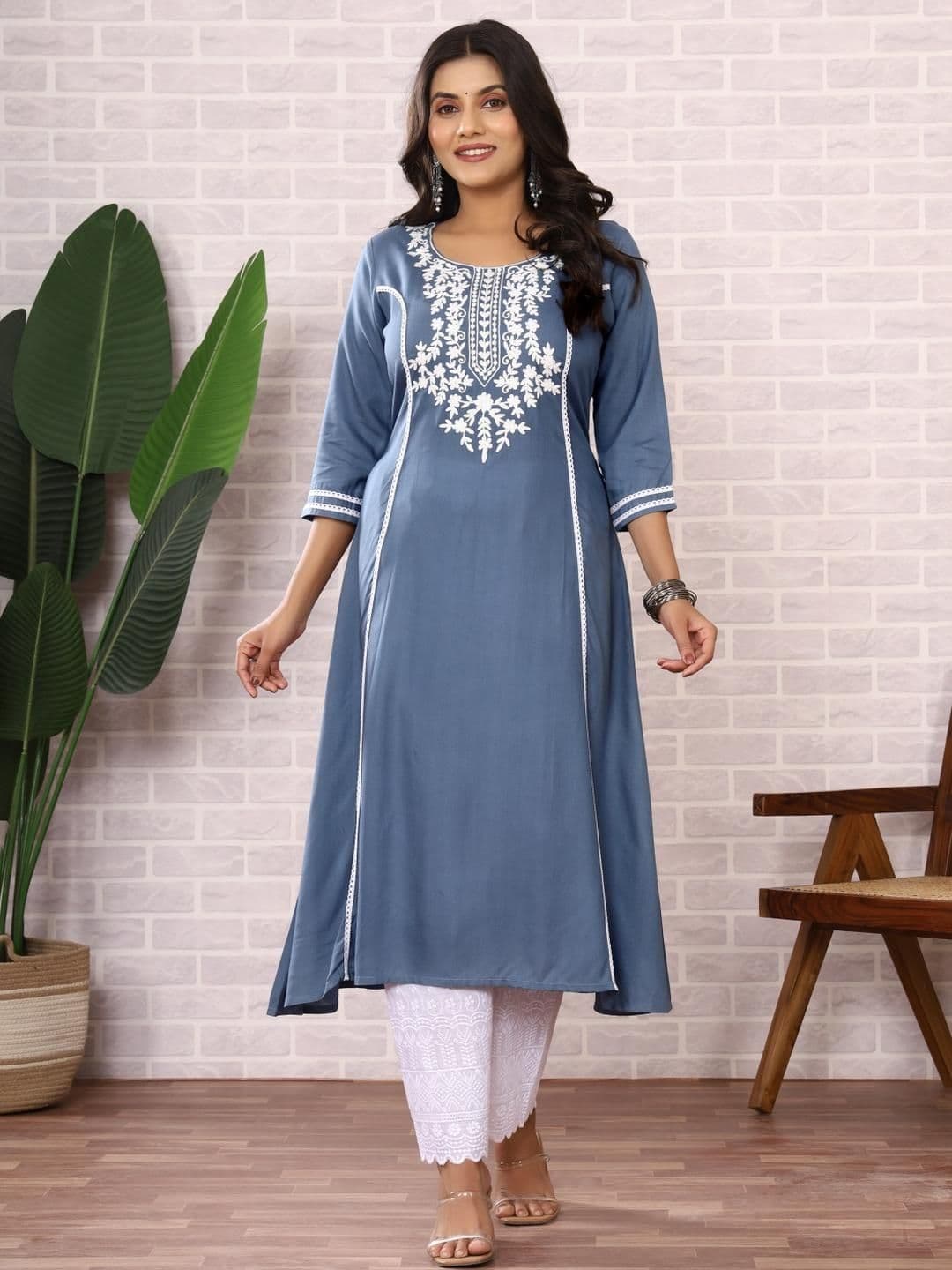 SAFOORA CREATION Women Grey Kurtas - view 1