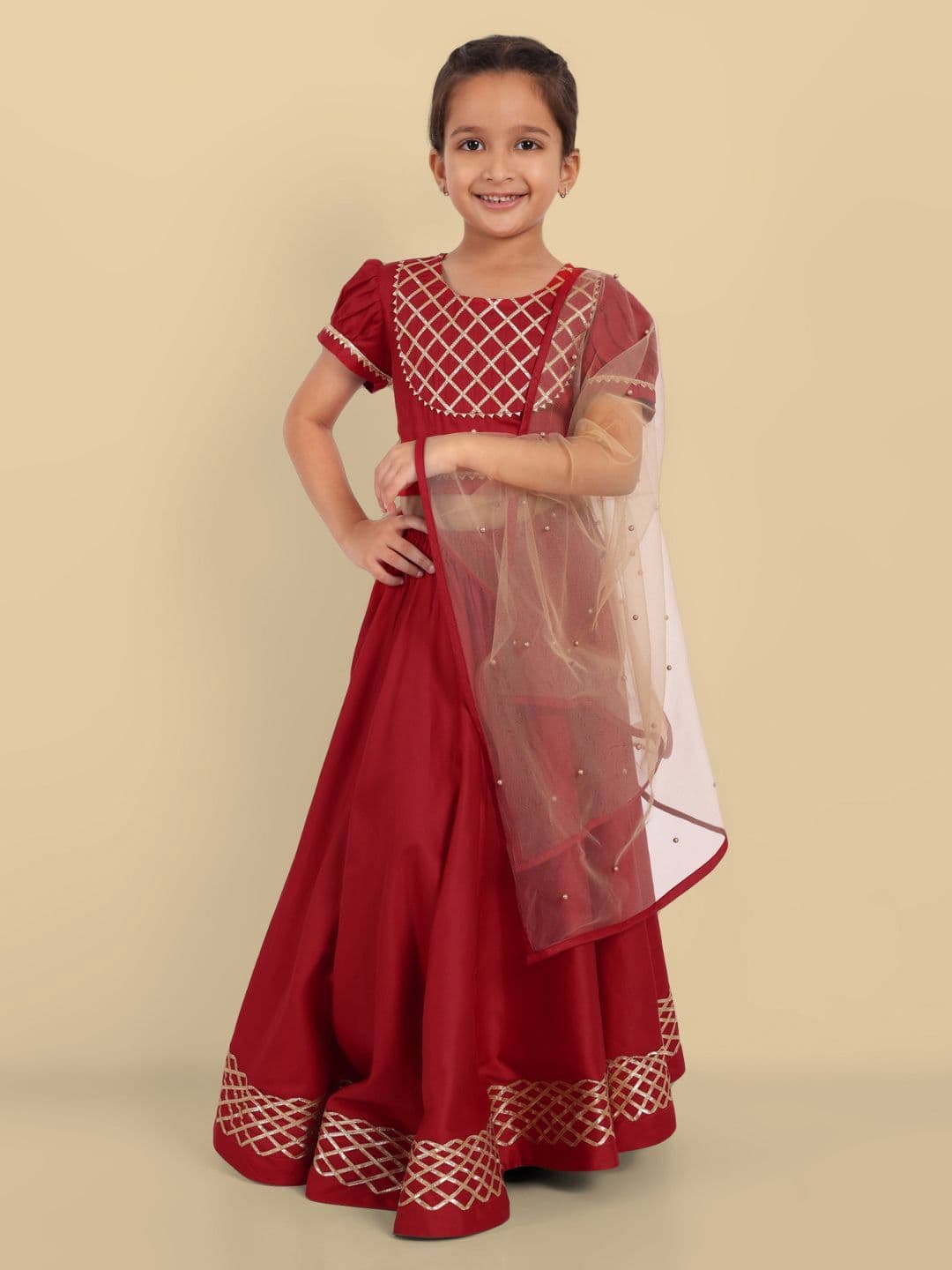 Mera Rang Girls Embellished Ready to Wear Lehenga & Blouse With Dupatta - view 1
