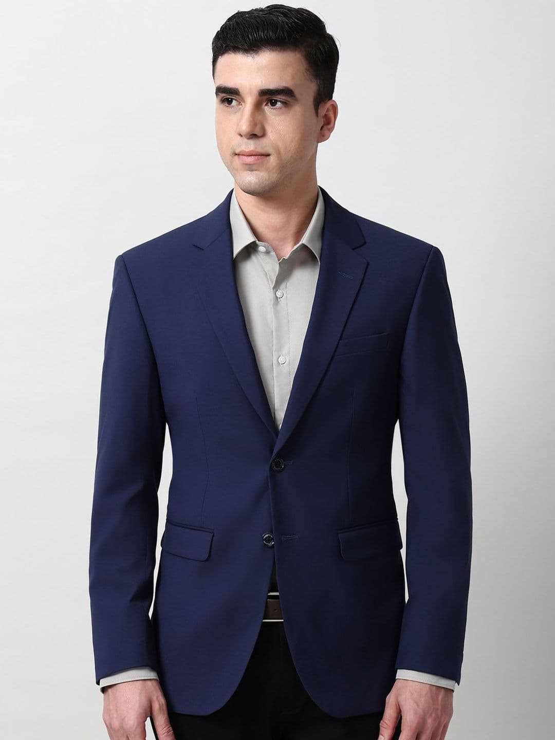 Peter England Elite Tailored-Fit Notched Lapel Single-Breasted Formal Blazer - view 1