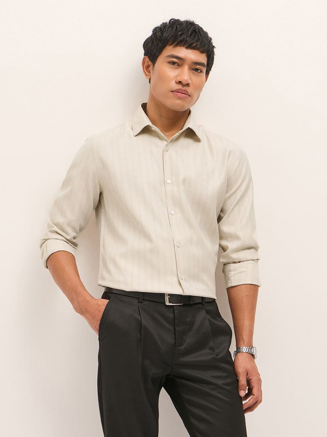 THE BEAR HOUSE Striped Tailored Fit Formal Shirt