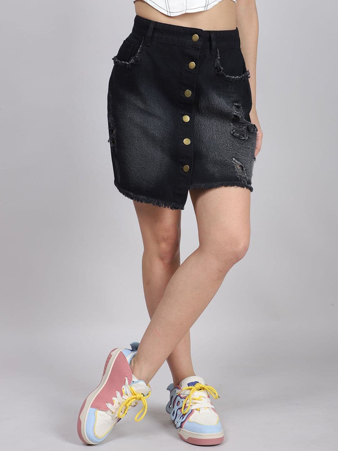 SWISHIN Pure Cotton Mini Straight Skirt - view 1