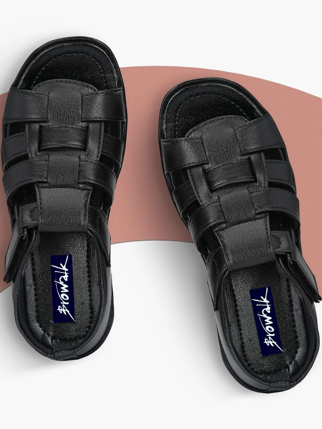 Browalk Men Black Synthetic Leather Sandals - view 1