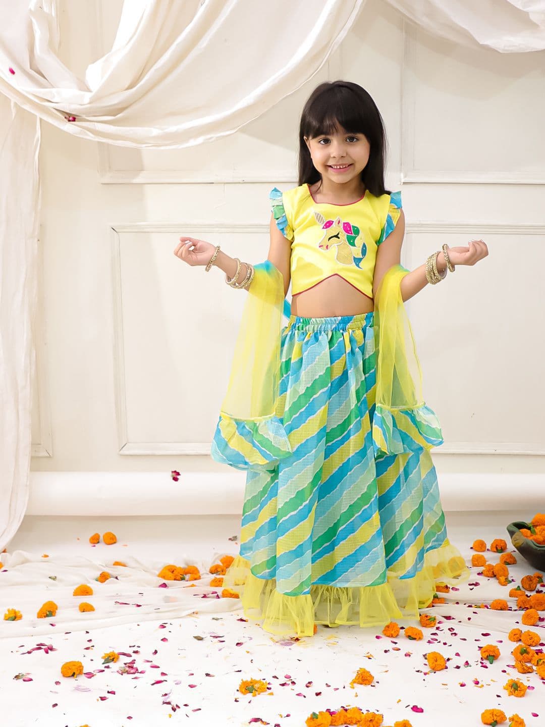 KID1 Girls Embroidered Ready to Wear Lehenga & Blouse With Dupatta - view 1