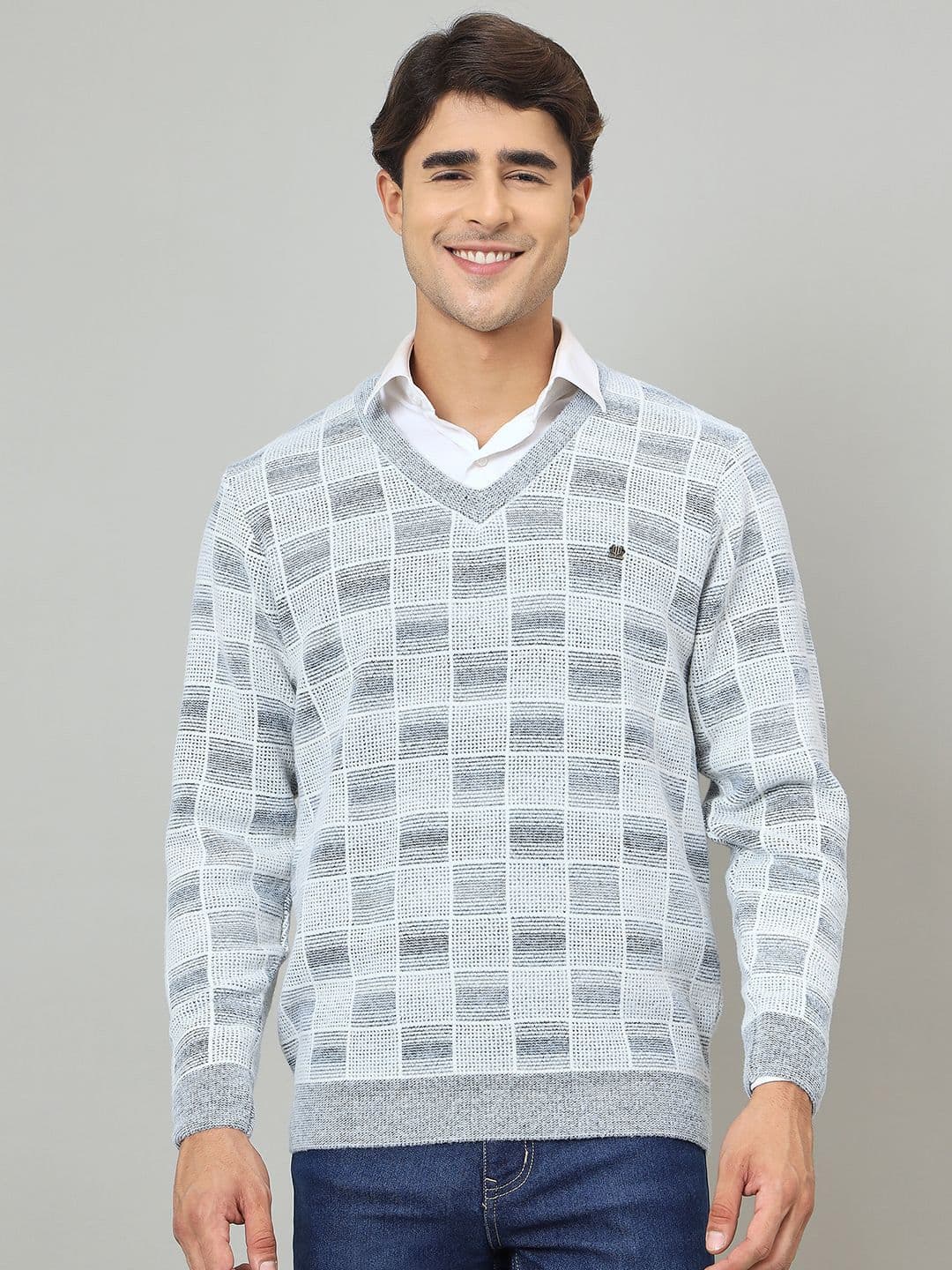 Duke Men Checked Long Sleeves Fashion Sweater - view 1