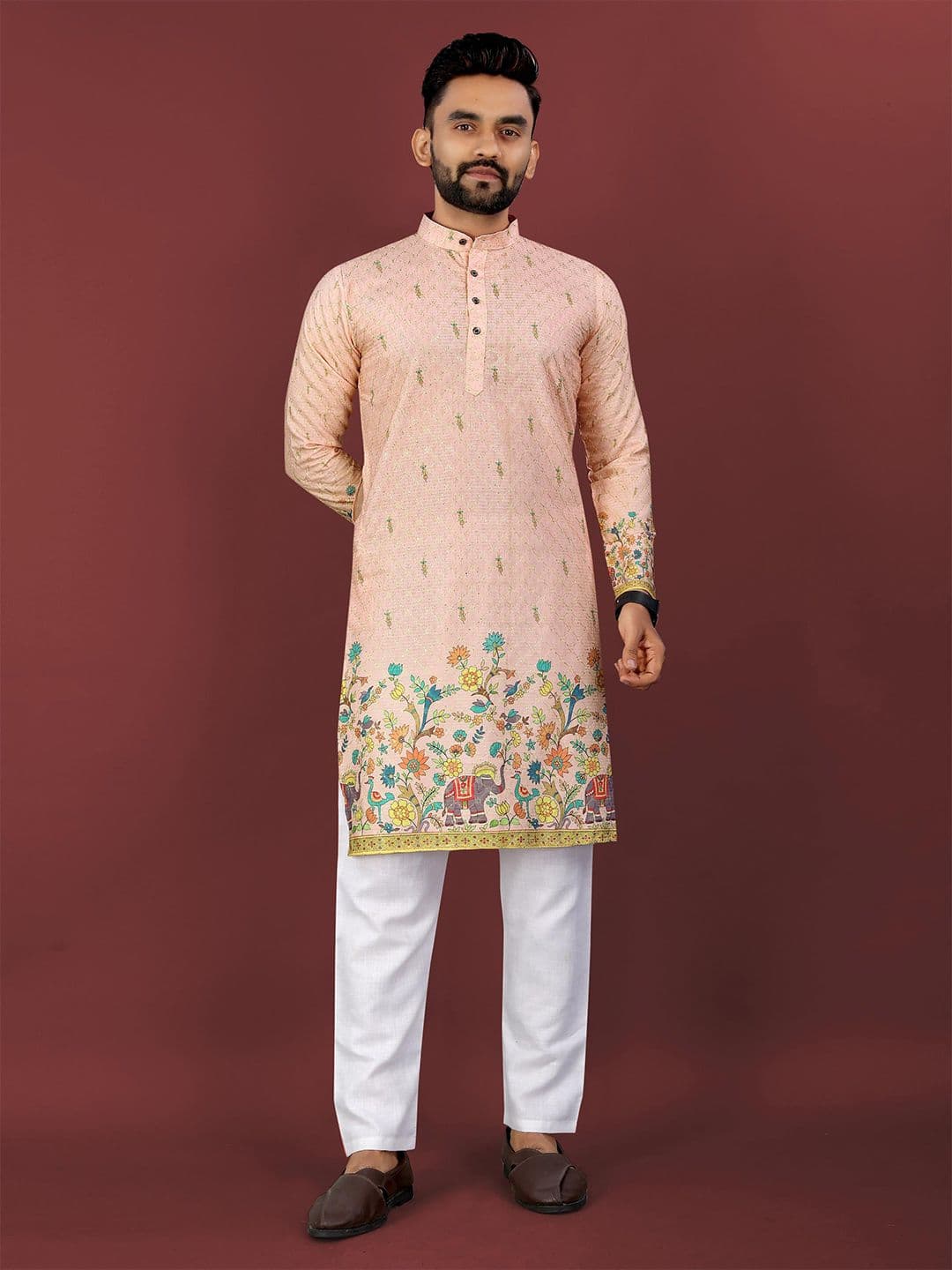 CHARLOTTE GRACIOUS Men Ethnic Motifs Printed Embroidered Kurta - view 1