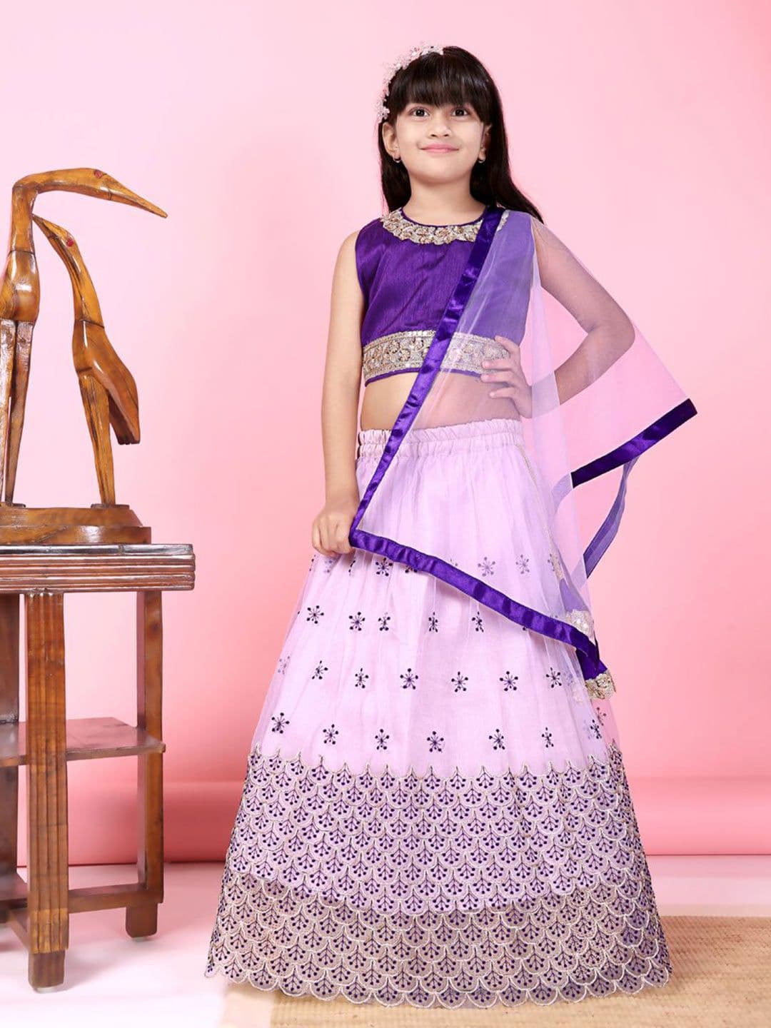 satyamfab Girls Embroidered Thread Work Ready to Wear Lehenga & Blouse With Dupatta - view 1