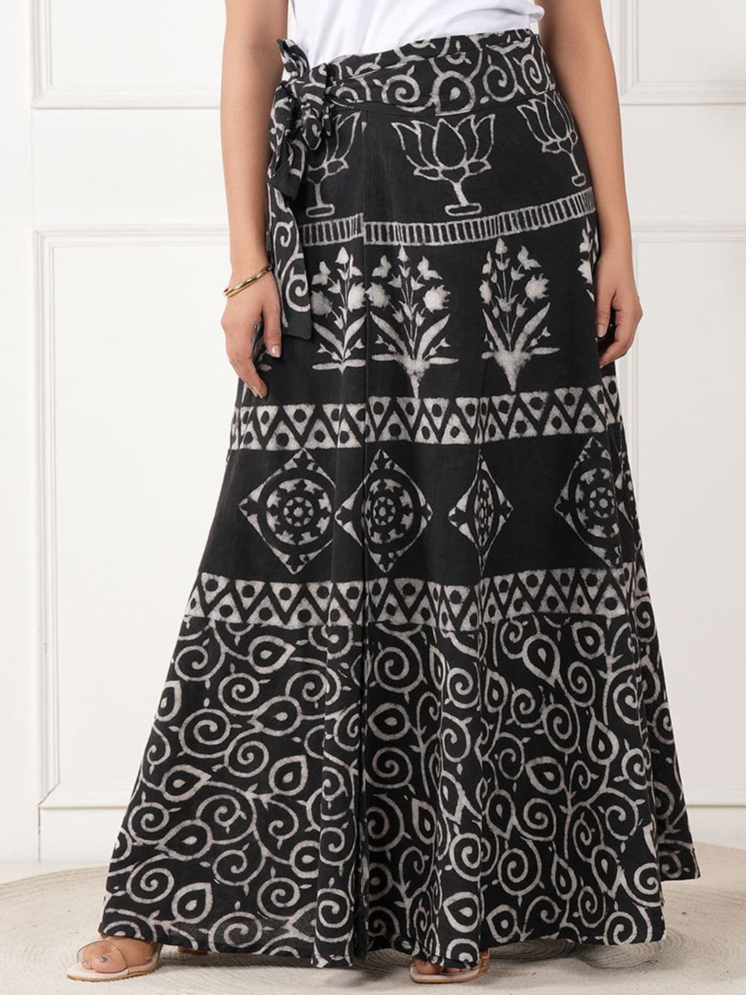 Style Shoes Cotton Mid-Rise Wrap-Around Maxi Skirt - view 1