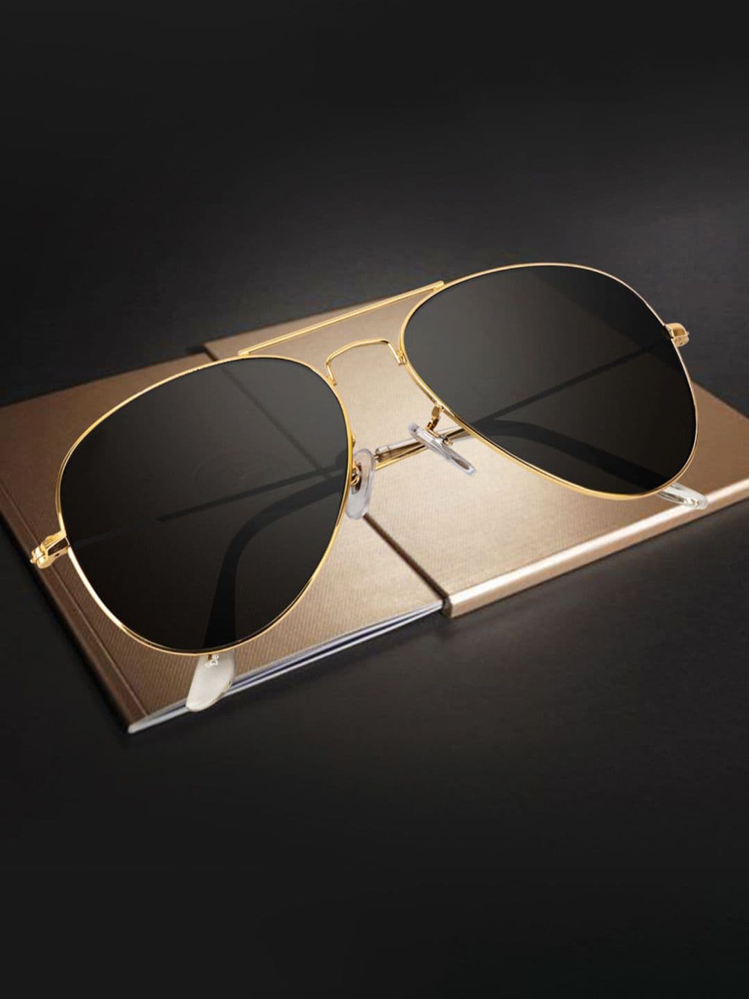 IFLASH Unisex Black Aviator Sunglasses with UV Protected Lens AVT GLAS GOLD BLACK NEW - view 1