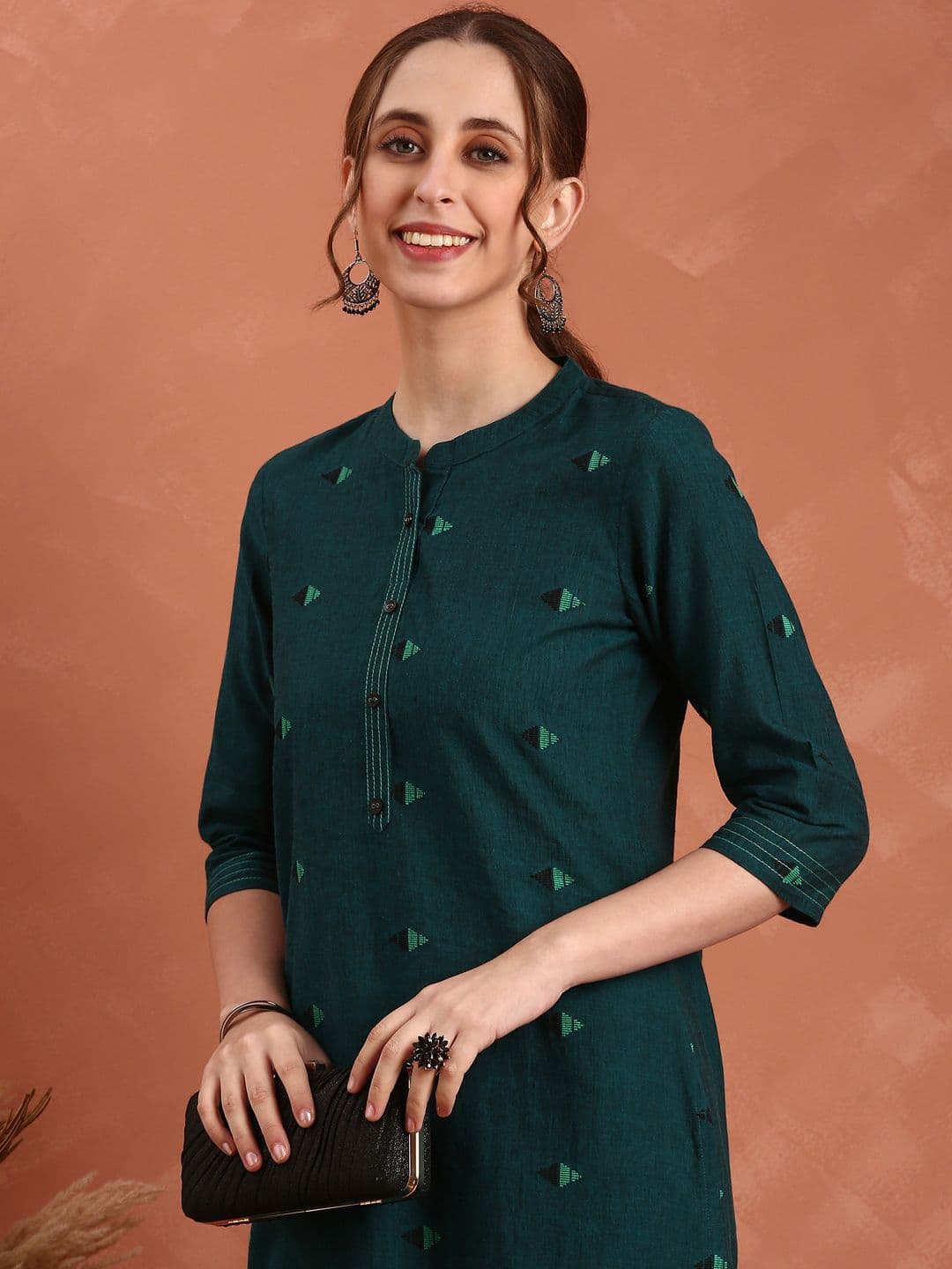 Anouk Women Geometric Printed Daily Pure Cotton A-Line Kurta - view 1