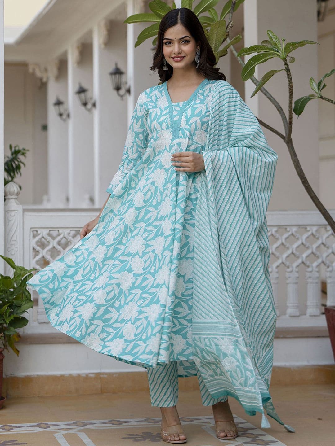 Anouk Rustic Women Floral Printed Cotton Kurta with Trousers & Dupatta - view 1