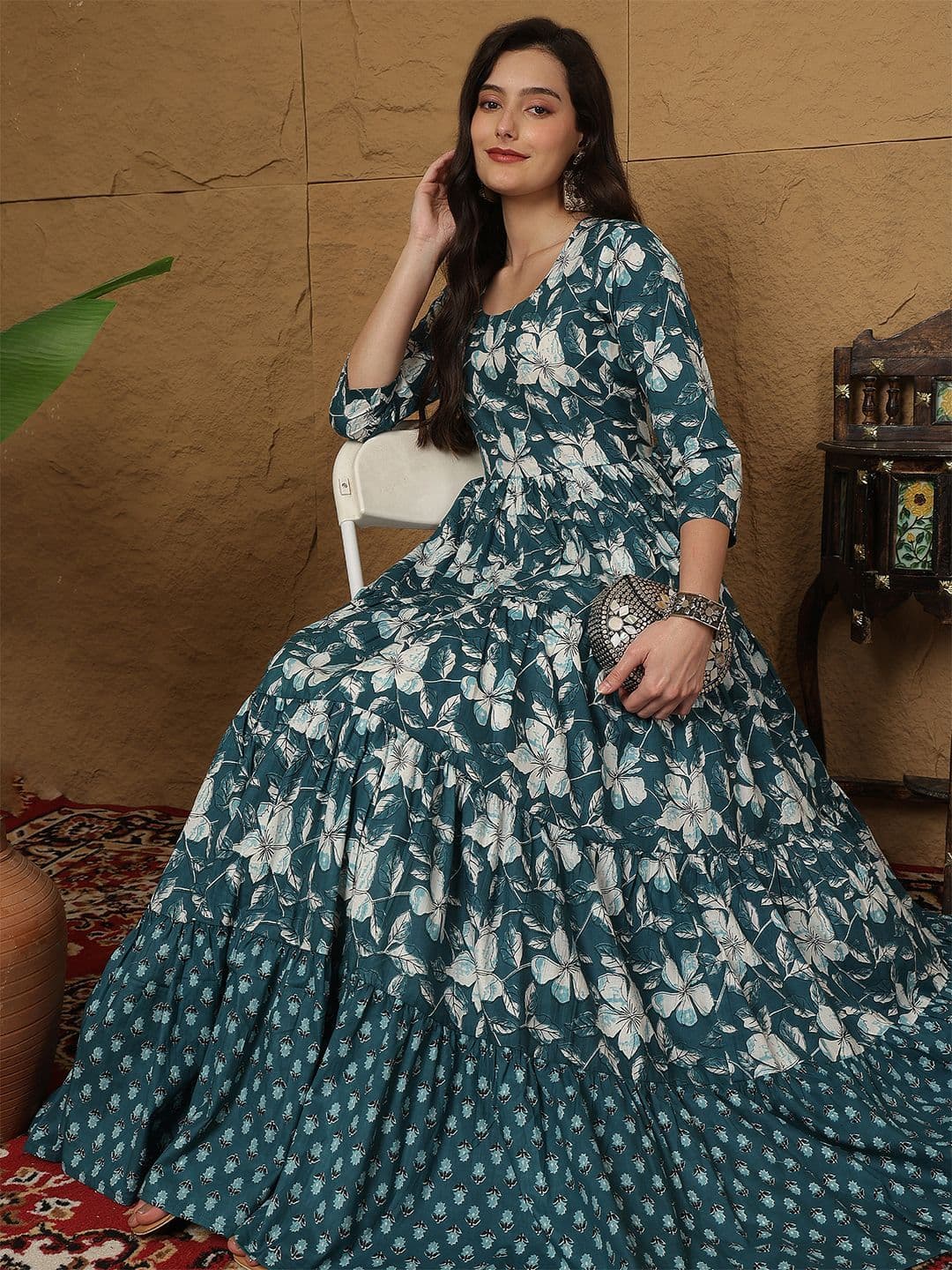 GLAM ROOTS Women Floral Printed Daily Anarkali Kurta - view 1