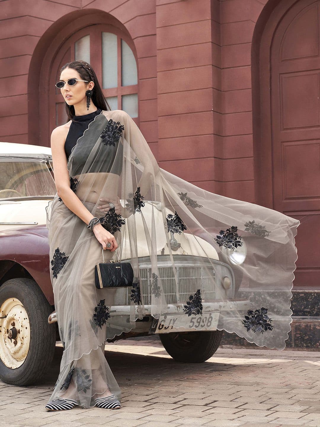 Tikhi Imli Floral Emboridered Saree - view 1