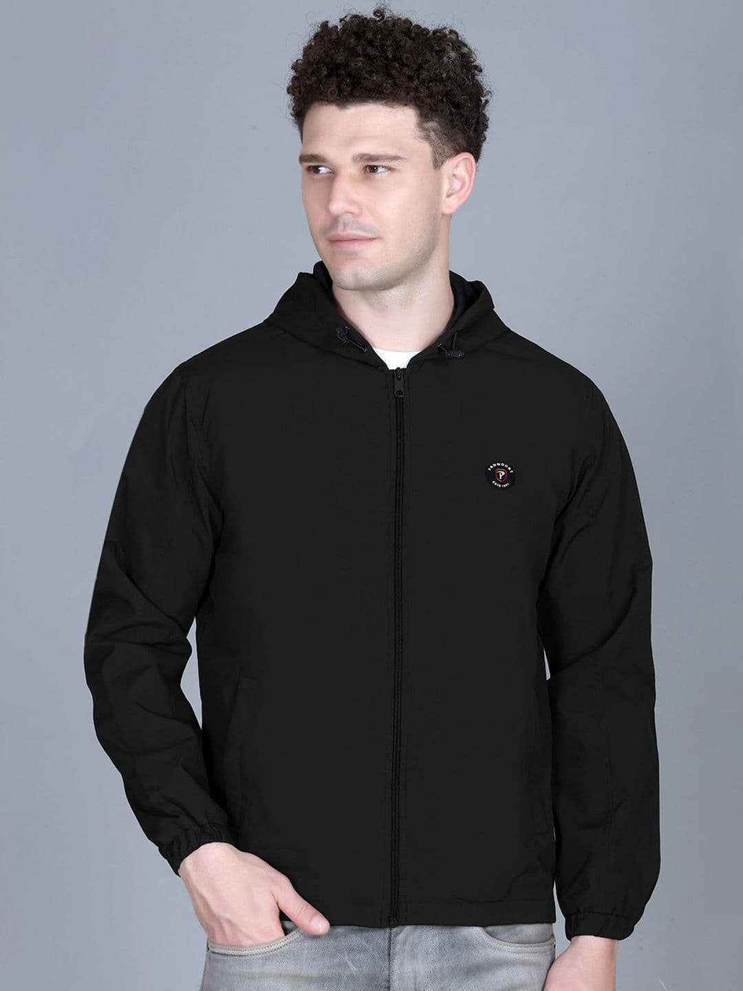 MOUNTAIN COLOURS Men Hooded Solid Windcheater Bomber Jacket