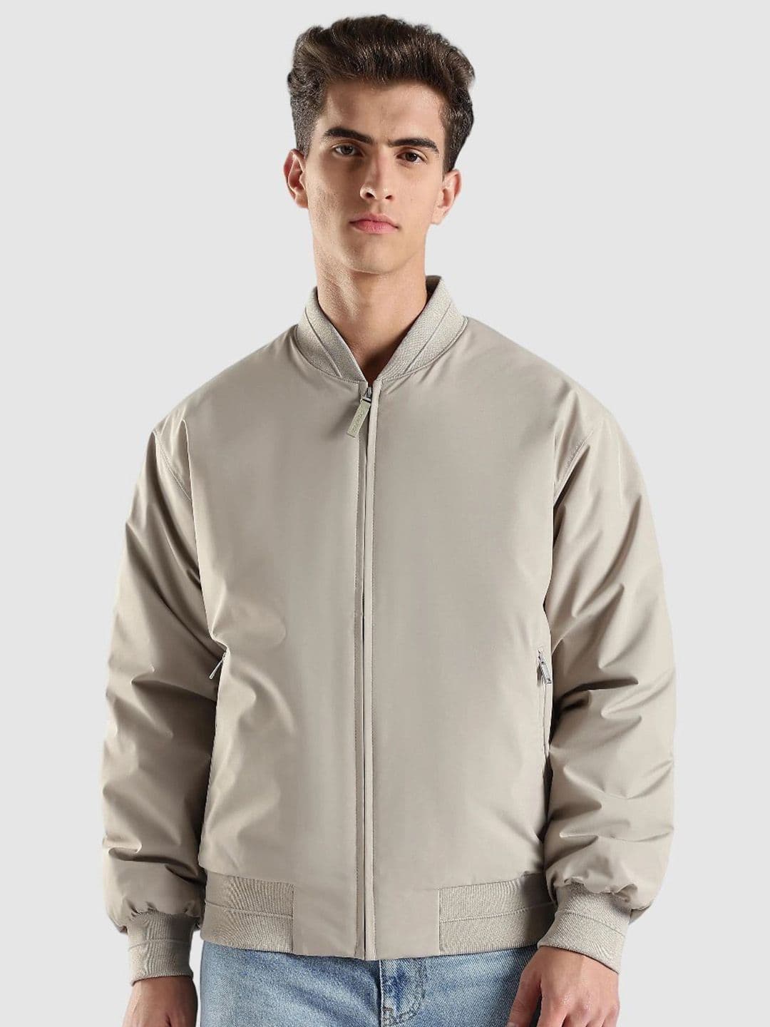Calvin Klein Jeans Men Stand Collar Solid Windcheater Bomber Jacket - view 1