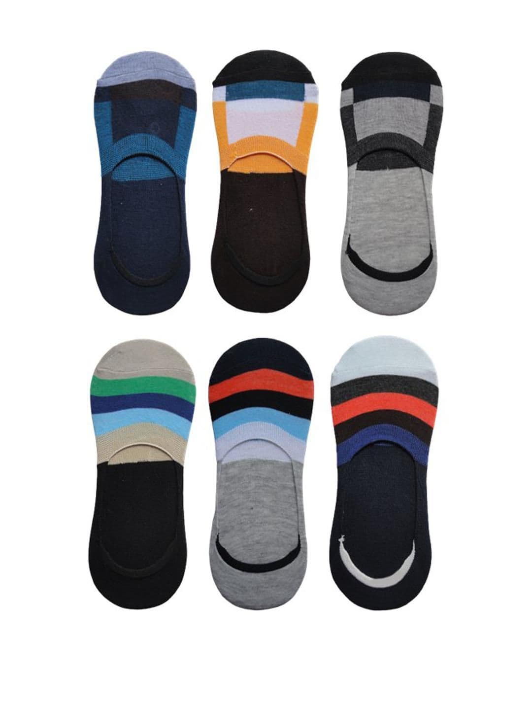 VOICI Unisex Pack Of 6 Colourblocked Cotton Shoe Liners - view 1