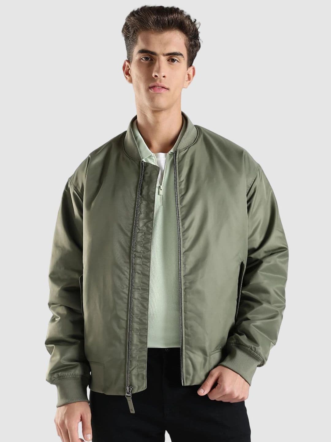 Calvin Klein Jeans Men Stand Collar Solid Bomber Jacket - view 1