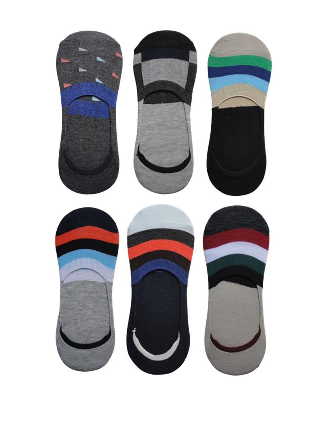 VOICI Unisex Pack of 6 Multi-Color Striped No-Show Loafer Socks - view 1