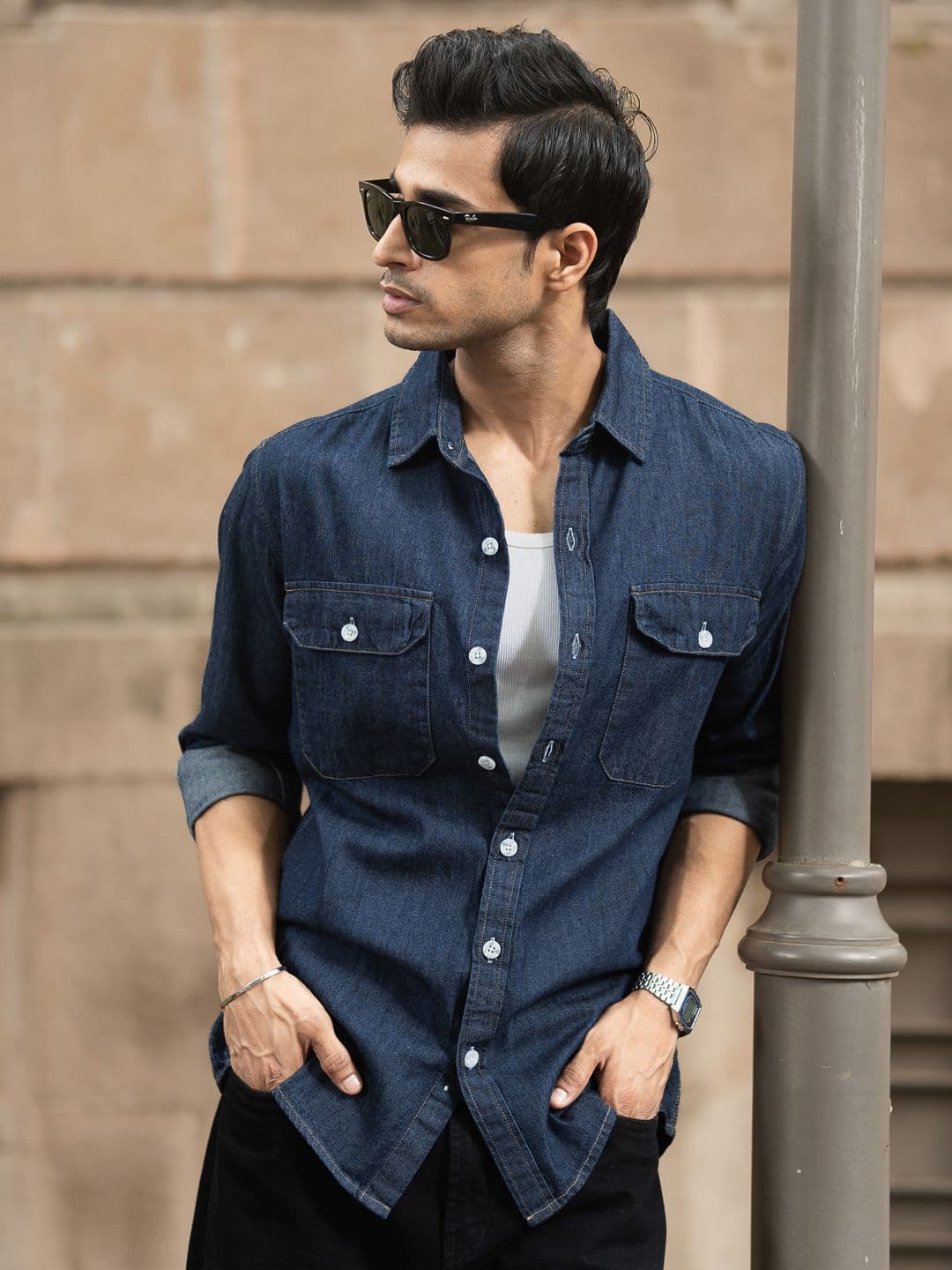 Powerlook Men Solid Spread Collar Pure Cotton Casual Shirt - view 1