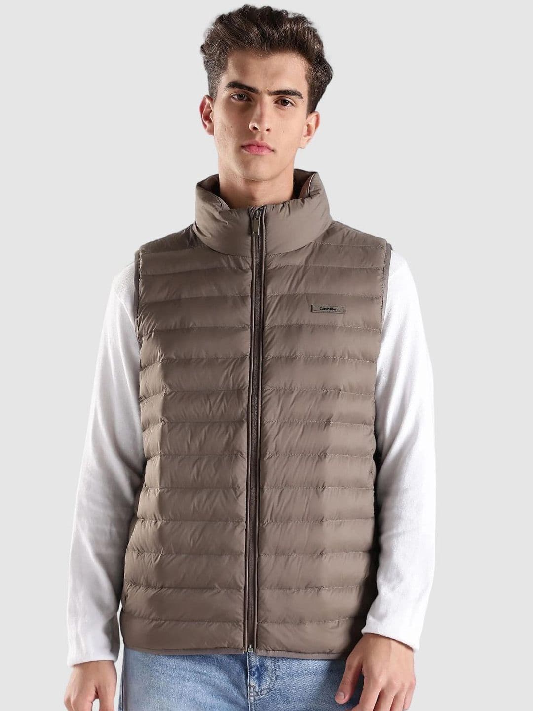 Calvin Klein Jeans Stand Collar Windcheater Nylon Padded Jacket - view 1