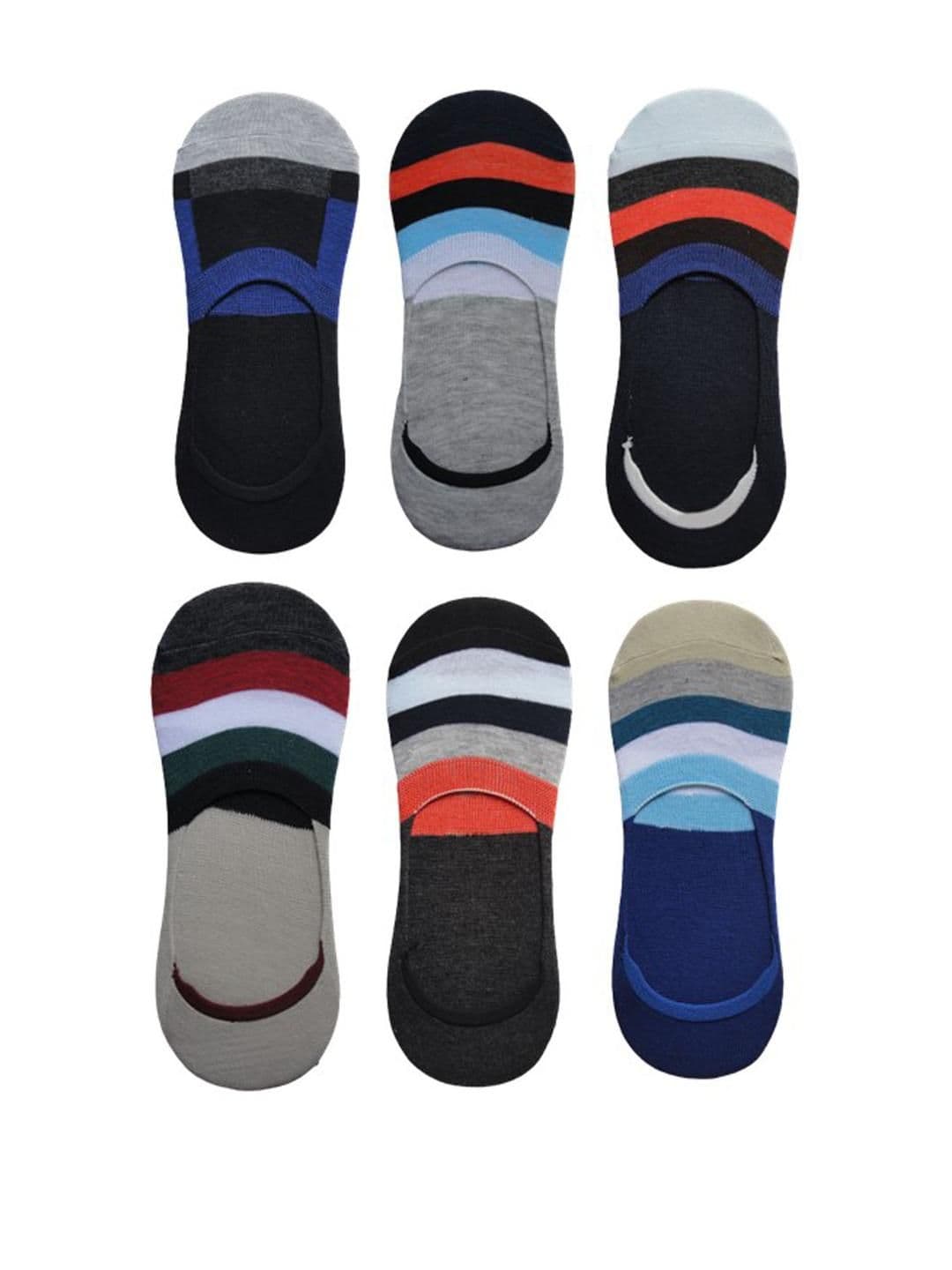VOICI Pack of 6 Multi Colored Striped Low Cut No Show Socks - view 1