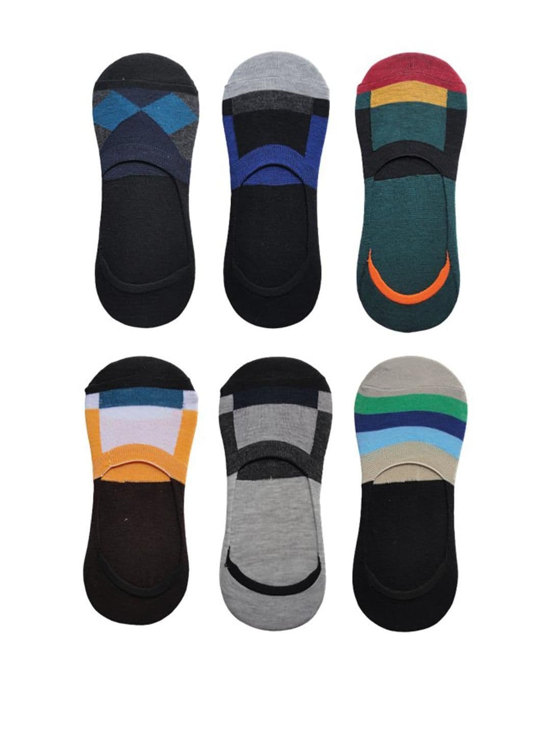 VOICI Unisex Pack of 6 Colourblocked Shoe Liners - view 1