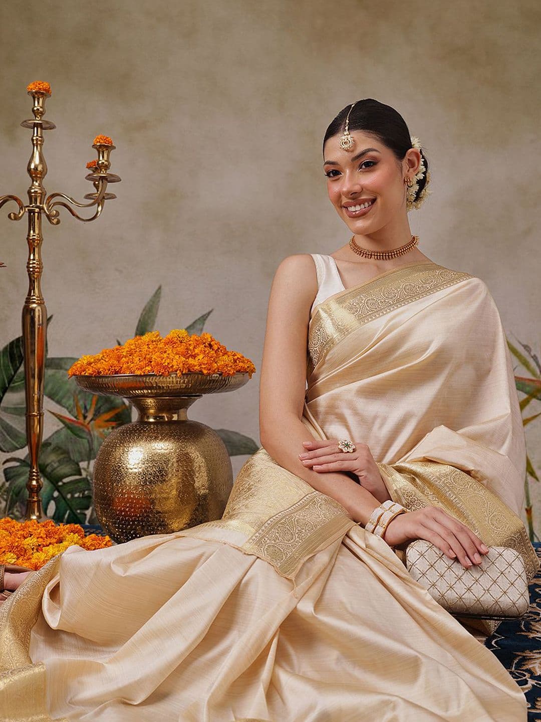 Silk Land Woven Design Border Zari Kasavu Saree - view 1