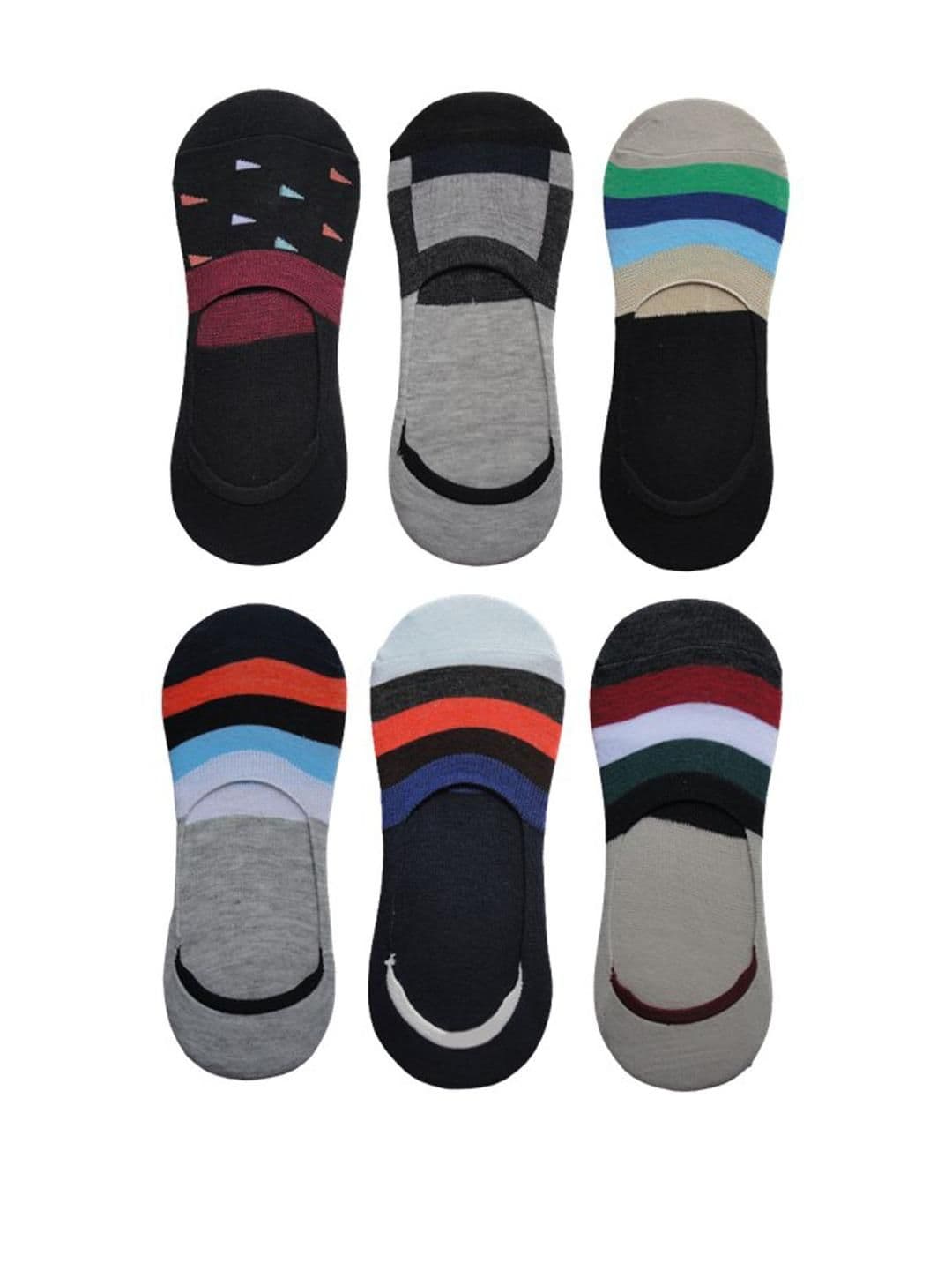 VOICI Unisex Pack Of 6 Striped Invisible Loafer Socks - view 1