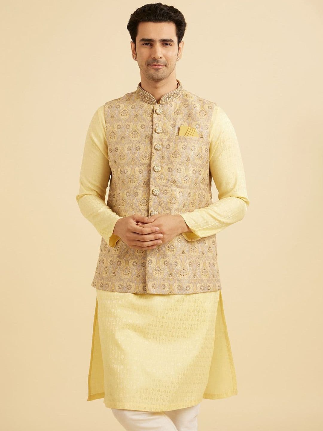Manyavar Mem Embroidery Moti Work Nehru Jacket - view 1