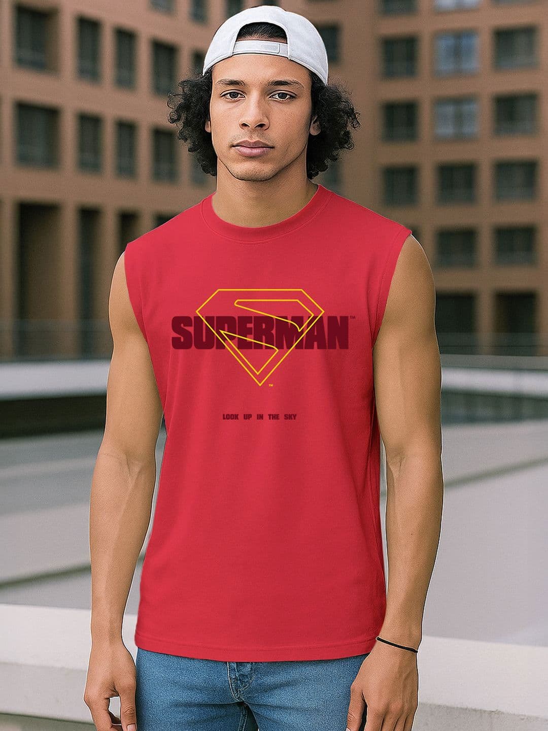 Bewakoof Superman Printed Oversized Cotton Gym Vest - view 1
