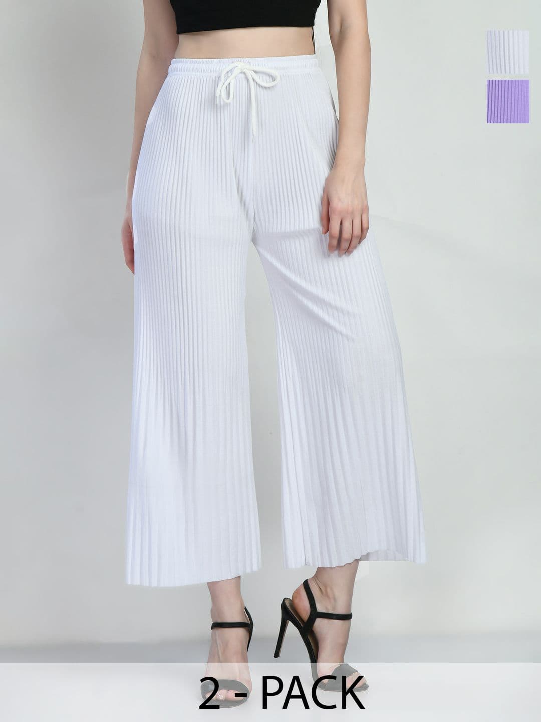 Gladly Women Pack Of 2 Striped Wide Leg Palazzos - view 1