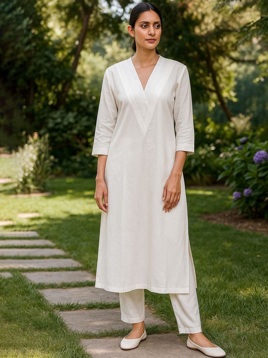 Bitterlime Women Regular Pure Cotton Kurta with Trousers - view 1